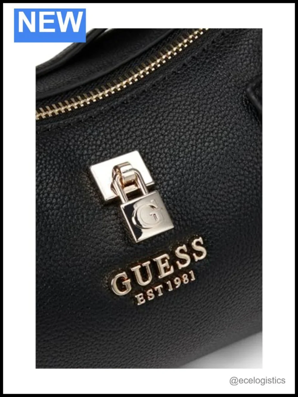 Satchel Shoulder Bag with Shiny Gold Hardware, Interior Zip Pockets